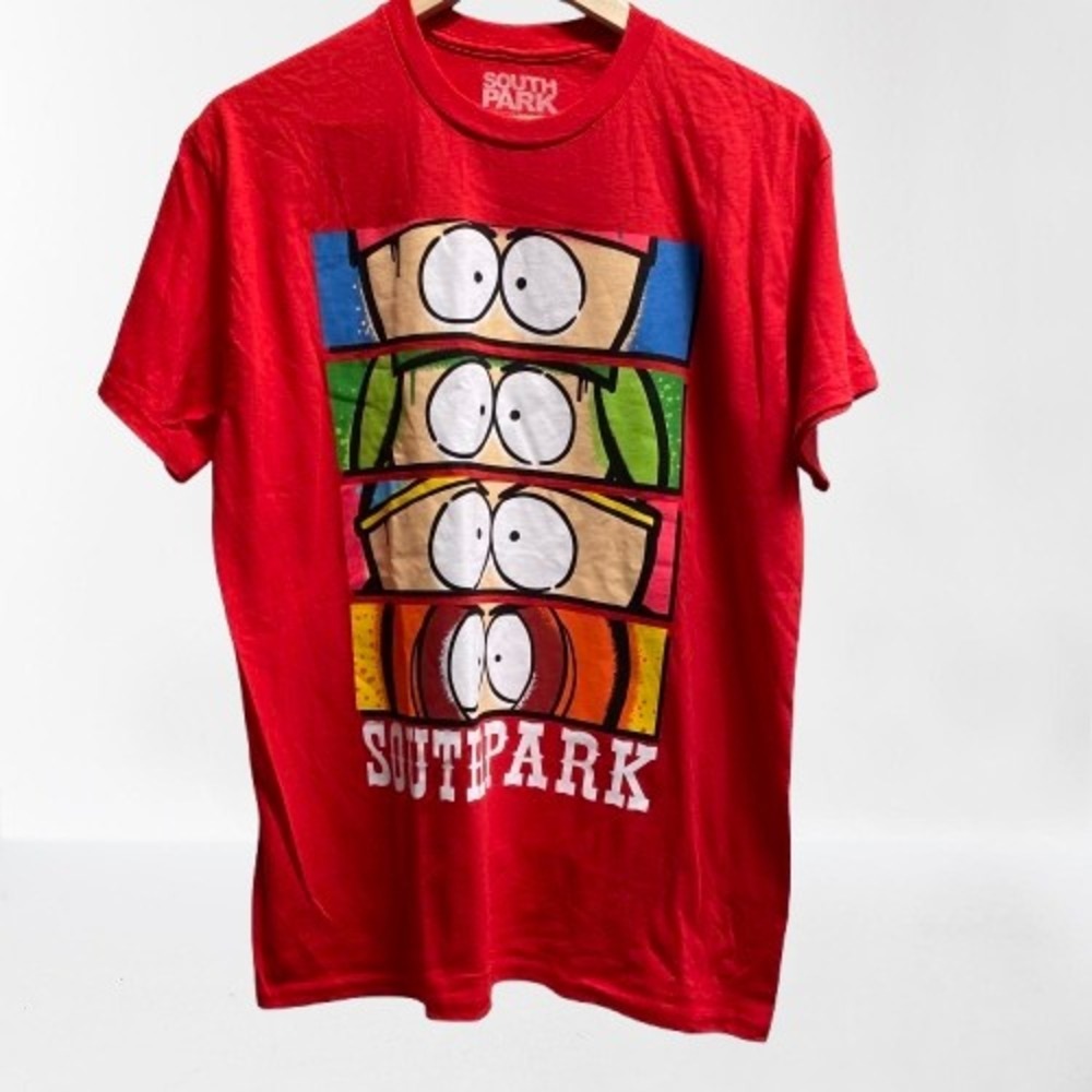 Southpark 90s TV Cartoon Graphic Print T Shirt Red New 100% Cotton Medium - Picture 2 of 3